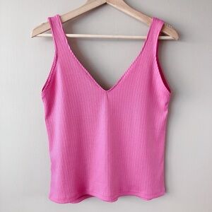 Zara tank top pink ribbed tank top Large like new